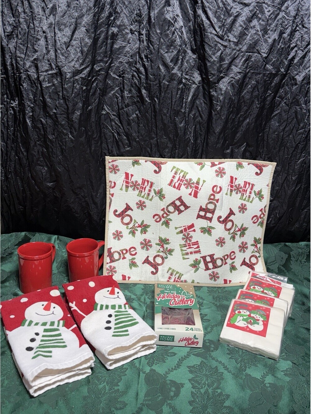 Christmas Holiday Kitchen  Bundle - Mugs, Towels, Cutlery, Napkins & drying mat